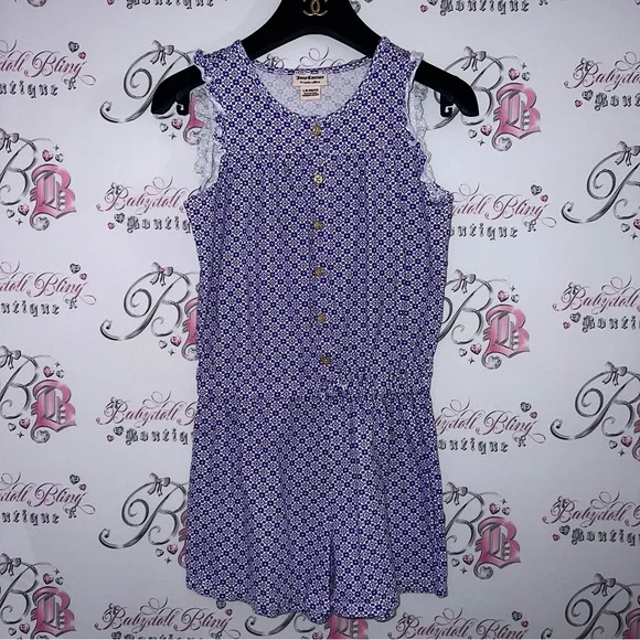 Juicy couture romper one piece purple white gold buttons ruffle frill sleeves - Picture 6 of 9